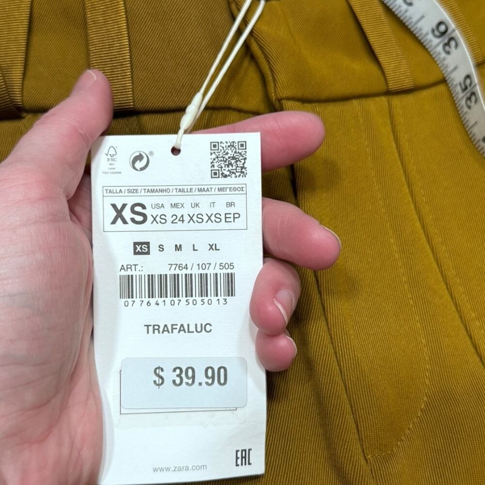 Zara Trafaluc Collection Wide-leg Cropped Pants with Red Stripe - Size XS - Picture 6 of 7